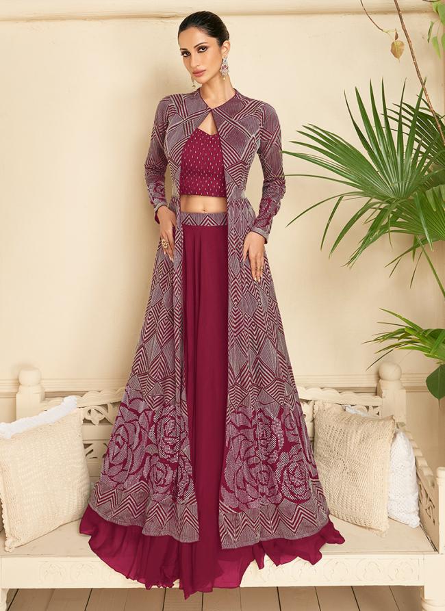 Georgette Rani Wedding Wear Embroidery Work Readymade Salwar Suit